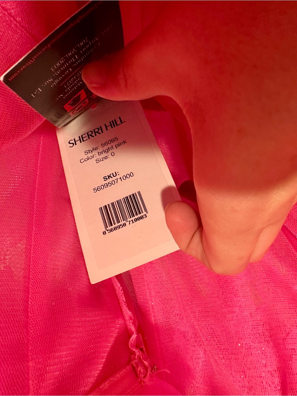 Sherri Hill Vibrant Pink Tulle Gown - Picture 3 of 4